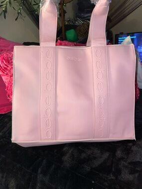 bebe Pastel Pink Logo Tote
